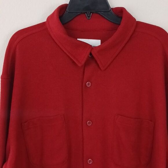Good fellow & Co. Men's  knit button-down dark red normcore long-sleeve shirt XL - Picture 3 of 9